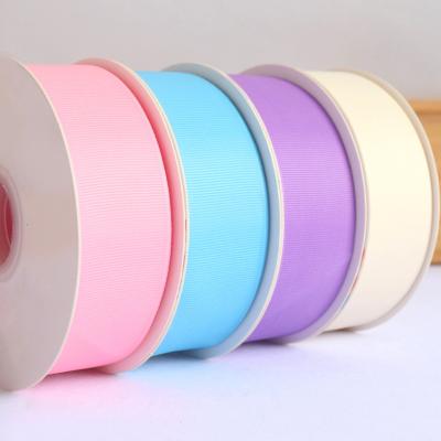 China Workable Solid Color 2.5cm 4cm 50 Yards Roll Webbing 100% Polyester Fabric Petersham Ribbon Handmade Bowknot Grosgrain Ribbons Wholesale for sale