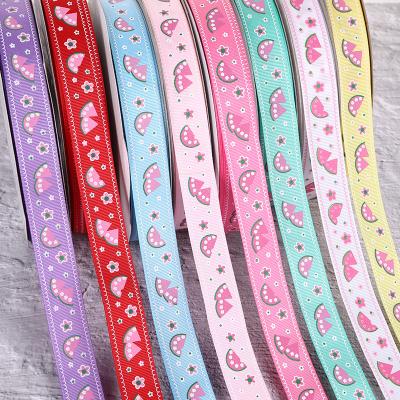 China 2022 Summer Viable Hot Selling Raw Grosgrain Ribbon Watermelon Printed Dots 2.5cm Ribbon Popular Decoration Accessories for sale