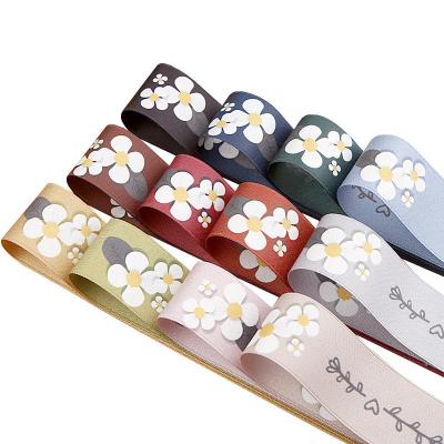 China Viable Custom OEM Print 38mm Organic Cotton Branded Webbing Ribbon Customized Design Logo Printing Ribbons Wholesale for sale