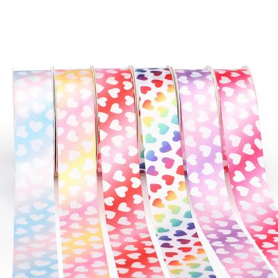 China Online Shopping Iridescent Cute Satin Ribbons Logo Printed Durable Polyester Ribbon Webbing Gift Wrapping Design from China for sale