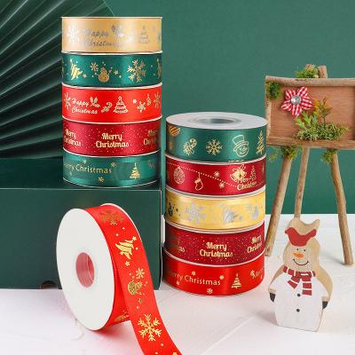 China Custom Iridescent Christmas Printing Grosgrain Gift Wrapping Webbing Ribbon Candy Box Wrapping Satin Ribbons Wholesale for sale