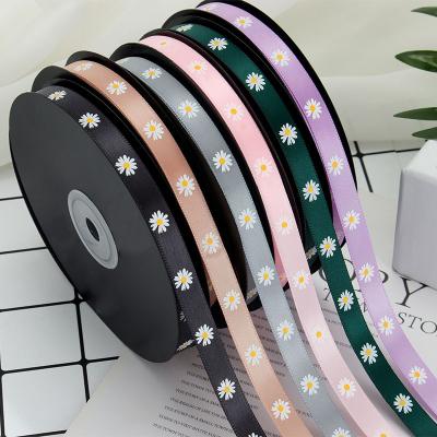 China Iridescent Custom Digital Printing 10mm 16mm Narrow Gift Wrap Satin Patterned Ribbons Pink Color Ribbon 100 Yard Roll for sale