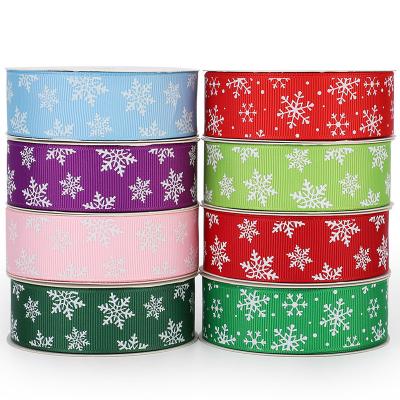 China Custom Printed Iridescent Grosgrain Petersham Design Decorative Christmas Gift Box Ribbon 25mm Width Cute Ribbons for sale