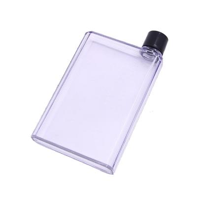 China Sustainable Plastic Clear Flat Paper A6 Water Bottle With Custom Logo BPA Free Juice Bottle for sale