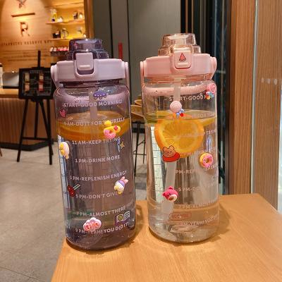 China Sustainable Amazon Top Selling Customized Large Capacity 2000ml Plastic Water Bottles Sports Drinking Bottle With Straw for sale