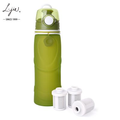 China 750ML Bicycle Viable Promotional Accessories Collapsible Silicone Sports Water Bottles Filter Bottles For Camping for sale