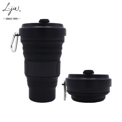 China Viable BPA Free Silicone Folding Kettle 550ml Travel Coffee Mug Portable Water Bottles for sale