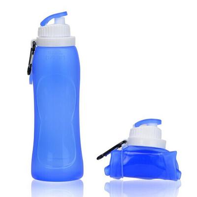 China Promotional Multicolor Outdoor Water Bottle Viable Logo Custom Sports Water Cups Folding Silicone 500ml for sale