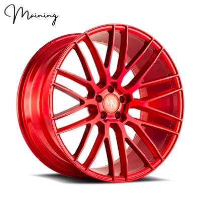 China Custom Maining Aluminum 6061-T6 Red Color Multi Spoke Alloy Wheels Forged Racing Car Wheels For BMW E46 E60 E90 Mercedes Benz Rims Wheels for sale