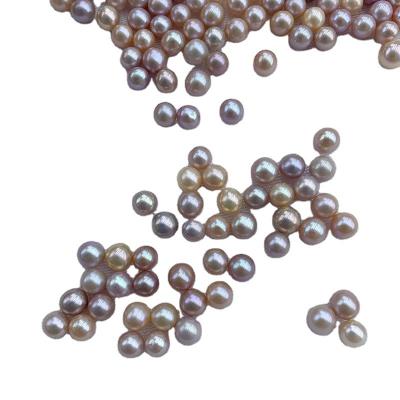 China Loose Pearl 7-8mm Pearl Natural Freshwater Grade Freshwater Pearl Purple Color Round Shaped With Half Hole for sale