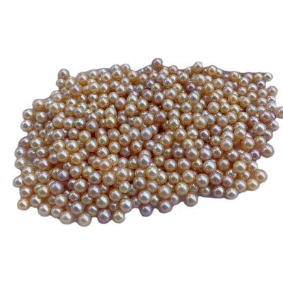 China Wholesale Loose Freshwater Pearl Bead 5.5-6.5mm Pearl Pink Color Round Shaped Beads No Hole for sale