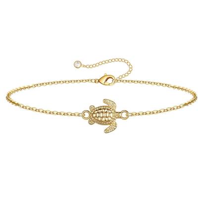 China Fashion Bangle Jewelry 18K Gold Filled Adjustable Cute Layered Bracelet Pearl Bar Turtle Gold Chain Bracelets For Women for sale