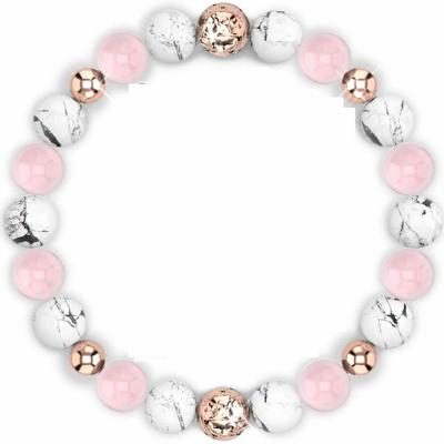 China Jewelry Rose Quartz Bracelet For Women, Authentic Fashion Bracelet Rose Quartz Crystal White Howlite + White Lava Stone for sale