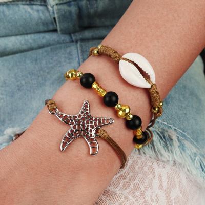 China CLASSIC Hot Selling Acute Star of Bohemian Ocean Five Shell Bracelet Fashion Hand Woven Natural Shell Bracelet for Women Girls for sale