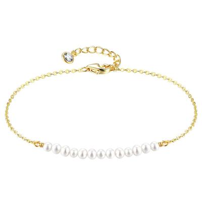 China Fashion Bracelet Jewelry 18K Gold Plated Cute Beaded Freshwater Cultured Pearl Charm Tiny Delicacy Handmade Bracelet For Women for sale