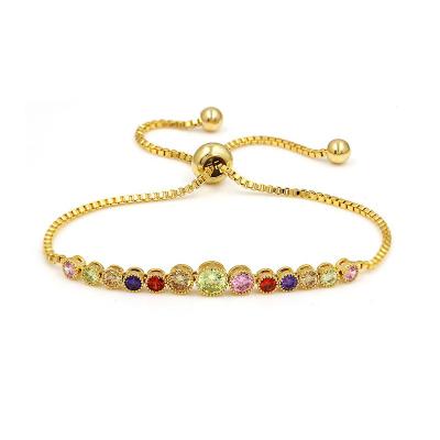 China CLASSIC 2021 Hot Selling Colorful Cubic Zirconia Adjustable Charm Bracelet Hand Jewelry Cubic Zircon Jewelry For Teens Girl Women for sale