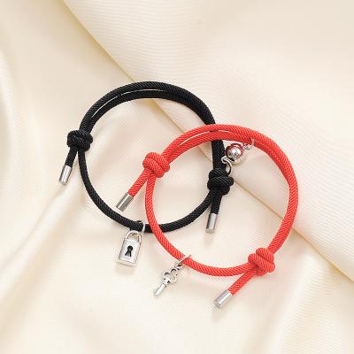 China LBXL003 CLASSIC Fashion Heart Couples Magnetic Bracelet Set Wishes Eternal Love Jewelry Gifts For Couples Best Friend for sale