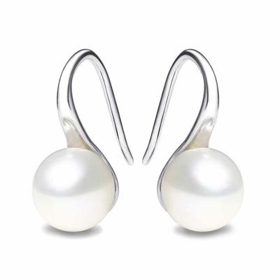 China TRENDY 925 Sterling Silver Hoop Handpicked Freshwater Cultured Pearl Dangle Drop Earrings Jewelry For Women for sale