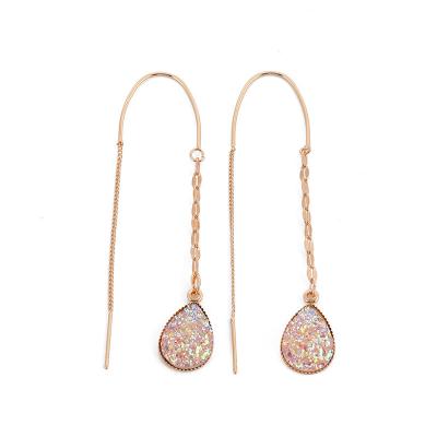 China Fashion Long Earrings Jewelry Needle Drop Goldtone Sparkly Earrings For Women Gold Jewelry Making Earrings For Woman for sale