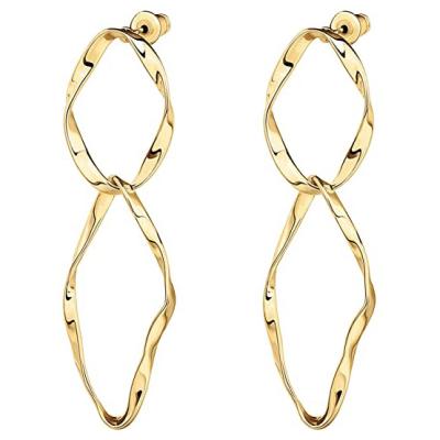 China Fashion Earrings Jewelry 18K Gold Plated Sterling Silver Post Hoop Earrings Infinity For Women for sale