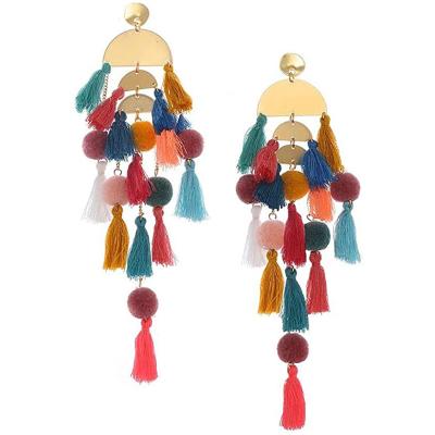 China Statement Earrings Fashion Bracelet Jewelry Long Tassel Bohemian Drop Earrings Big Fringe Dangle For Women Fashion for sale