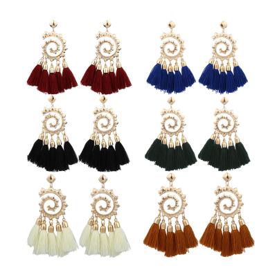 China Hot Selling New Fashion Bracelet Jewelry Fashion Earrings Shape Bohemian Long Handwoven Tassel Earrings Drop Earrings for sale