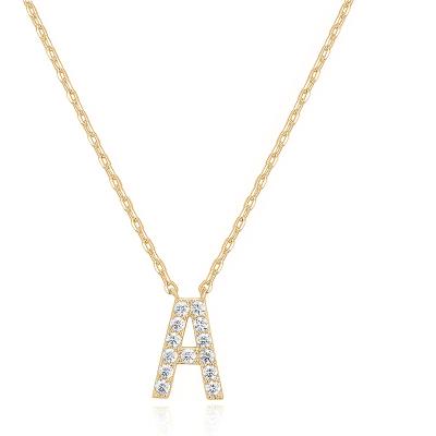 China CLASSIC Side Initial Necklace 14K Yellow Gold Plated Zircon Necklace Letter Initial Necklaces For Women for sale