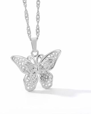 China CLASSIC Wholesale 18K Gold Plated Silver Butterfly Necklace Women Choker Chain Pendant Jewelry 16 Inches for sale