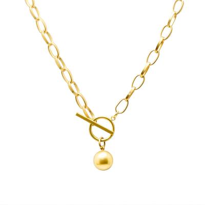 China 18K Gold Plated Clavicle Chain Necklace Hip Hop Hip Hop Pop OT Titanium Bead Buckle Titanium Plated Stainless Steel CLASSIC for sale