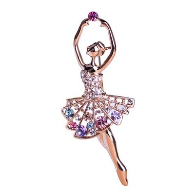 China 2021 ALLOY New Fashion Ballet Girl Brooch Classic Color Diamond Brooch Dress Accessories For Women for sale