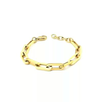 China Aonaya Jewelry Wholesale CLASSIC European Geometric Gold Plated Chunky Chain Rectangle Paperclip Thick Link Chain Bracelet for sale