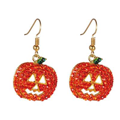 China Fashion Bangle Jewelry Halloween Pumpkin Earrings Red - Crystal Dangle Earring Hypoallergenic for Women Holiday Night Costume Jewelry Smile Face for sale