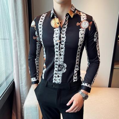 China Sustainable Mens Designer Shirts Business Long Sleeve Shirt Button Down Casual Custom Print Mens Shirts for sale