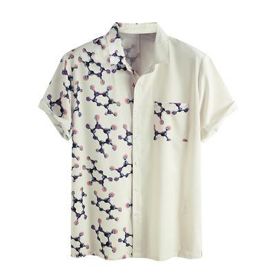 China New high quality summer anti-pilling fashion patchwork printing casual shirt for men for sale