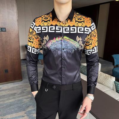 China New Fashion Breathable Warm Vintage Polyester Long Sleeve Designer Shirts Mens Latest Designs Shirt For Men for sale