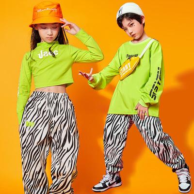 China Kids Clothing Sets Kid Hip Hop Clothing Sweatshirt Crop Sleeve Top Print Streetwear Long Pants For Teenage Girls Jazz Dance Costume Girl Clothes for sale