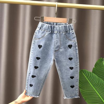 China Fade Proof Children's Clothing Hot Sale Fall Funny Pants Color Patchwork Baby Kids Gaiters Jeans Pants For Girls Teenagers Clothes for sale