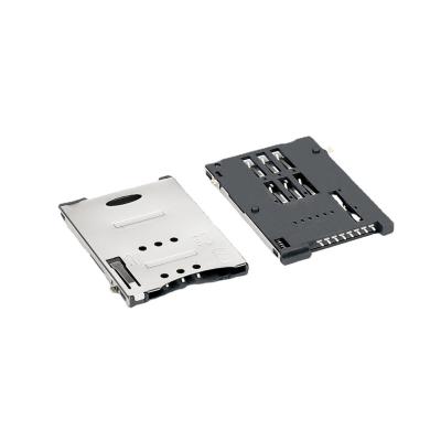 China Dongguan factory direct sales SIM CARD PUSH 8+1PIN mobile phone card holder connector metal SIM card holder ZC-1902-SIM for sale