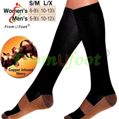 China Antibacterial Compression Socks Anti Fatigue Copper Infused Knee High Socks Pain Relief Stockings For Women Men for sale