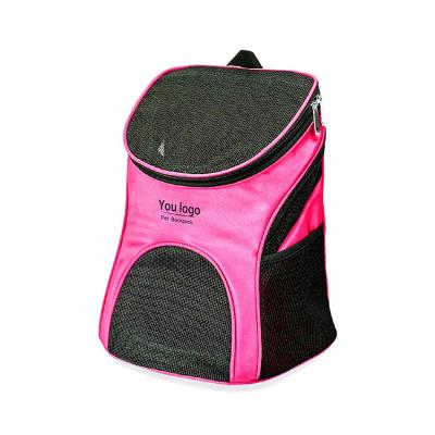 China Polyester Mesh Pet Backpack Breathable Portable Multi Function Zipper Outdoor Travel Pet Backpack for sale