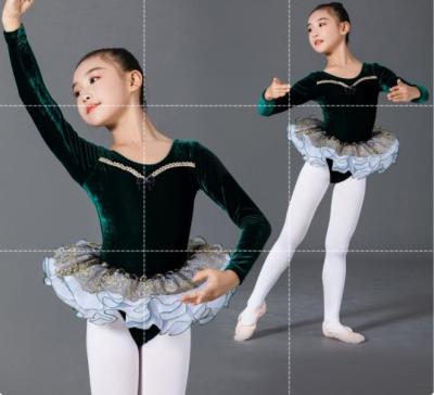 China AK00083 2021 Hot Anti-static Kids Ballet Long Sleeve Ballet Dancer Girls Splicing Tights For Girls Anti-static Dancer Tights For Girls for sale