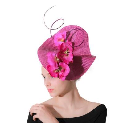 China Fashion New Wholesale Fashion SY00001 Straw Flower Bridal Top Hat Hair Ornament for sale