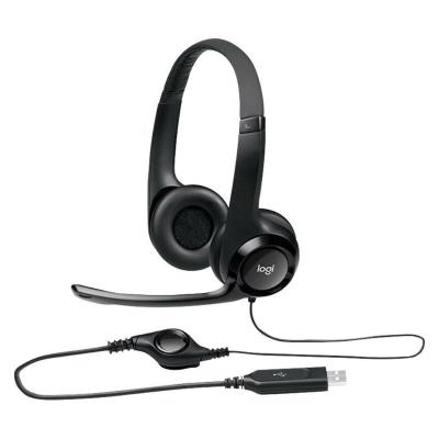 China USB atado con alambre sobre los auriculares principales, auricular estéreo Logitech de control de línea H390 del juego en venta