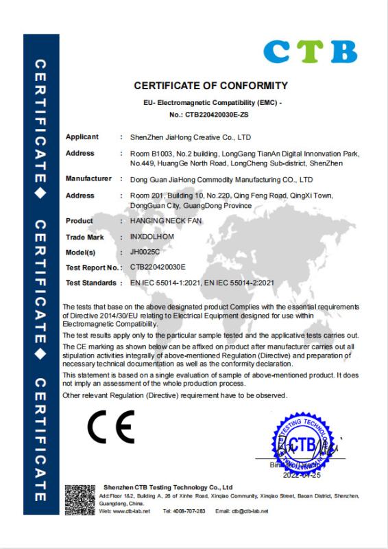 CE - Dongguan Jiahong Commodity Manufacturing Co., Ltd.