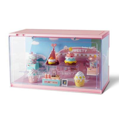 China DIY TOY Inxdolhom Multifunction dolls merchandise transparent stackable express controlled lighting display box for sale