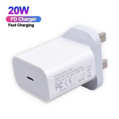 China Original Mobile Phone 20W USB Type C Phone Wall Charger UK Adapter Palladium Fast Charger UK Plug For Apple iphone 11 12 13 14 pro xs plus xr max for sale