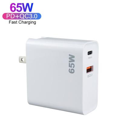 China Dual Port Cell Phone 65W GaN PPS QC3.0 Palladium Type C Fast Cell Phone Charger Adapter USB C Wall Charger For Apple iPhone 13 14 Laptop for sale