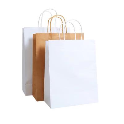 China Customized Disposable Classic Design Forming Recyclable Kraft Paper Bag Handle Environmental Friendly Paper Bag for sale