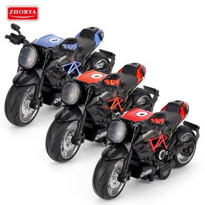 China Toy Zhorya diecast 1/12 mini motorcycle removal diecast light toy vehicle children and sound motorcycle model diecast toy for sale