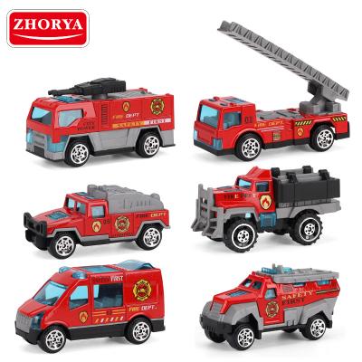 China Toy Zhorya Diecast 1/64 Scale Diecast Toy Vehicles Mini Fire Truck Metal Alloy Car Fire Engine Truck Toy Model for sale